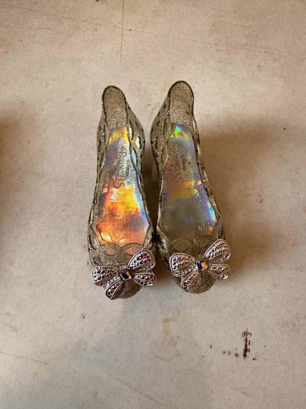 Disney Princess Glitter Costume Dress Up Shoes with Rhinestone Bow